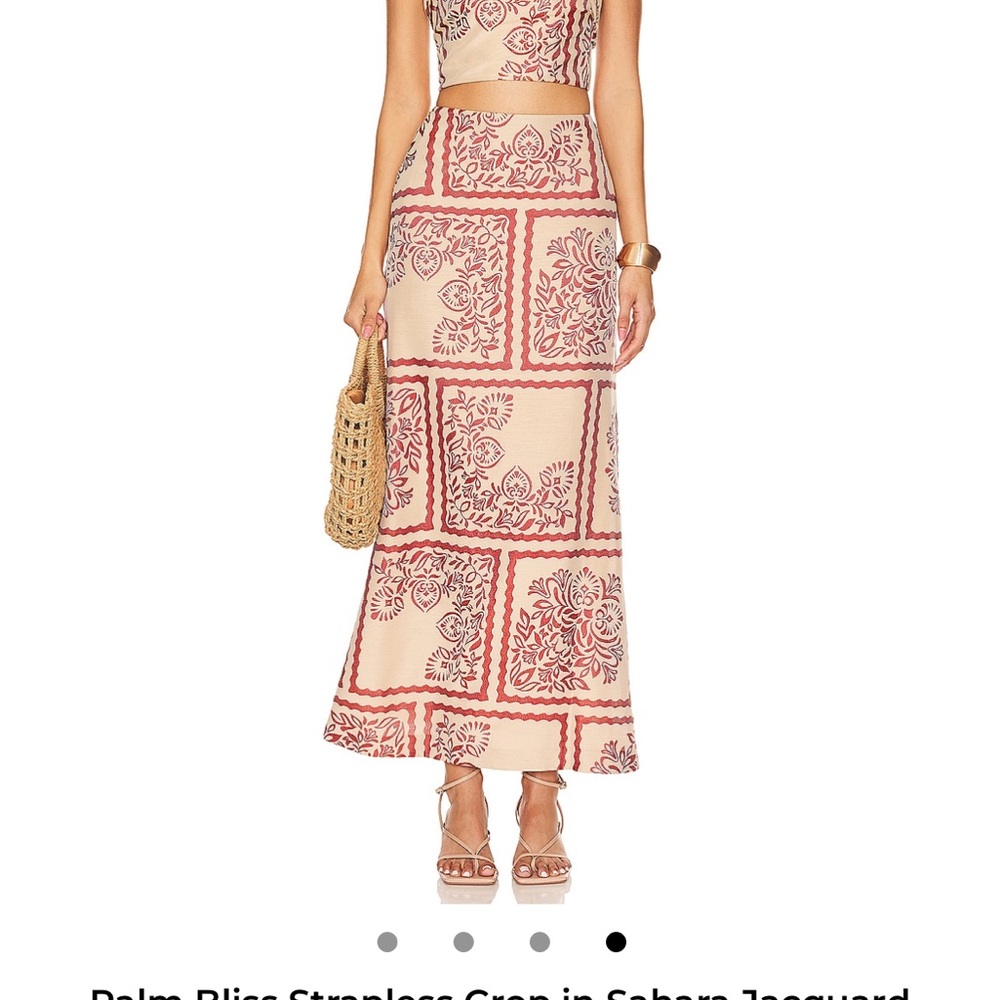 Bec & Bridge Red and Cream Patterned Maxi Skirt NWT